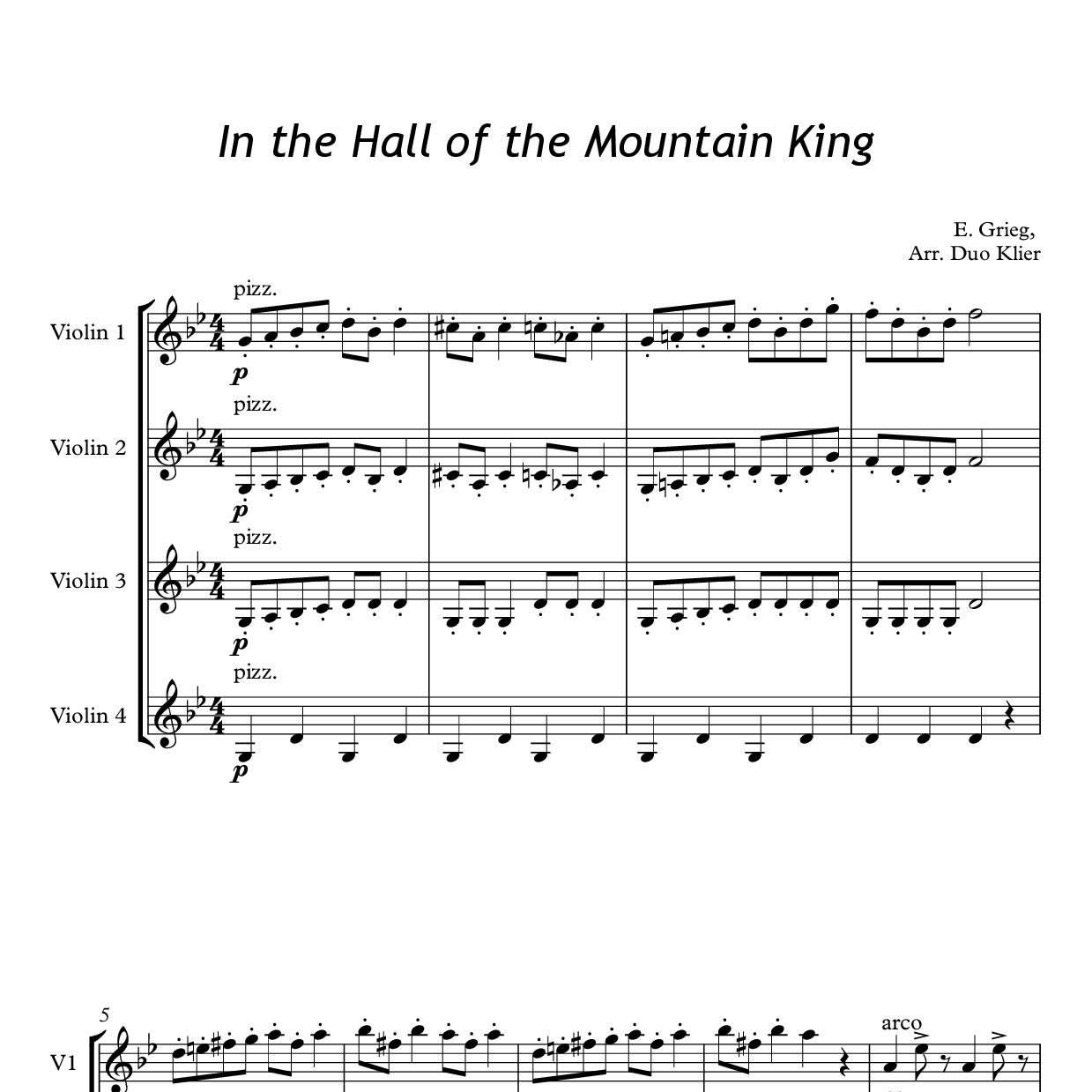 In the hall of the mountain king violin sales