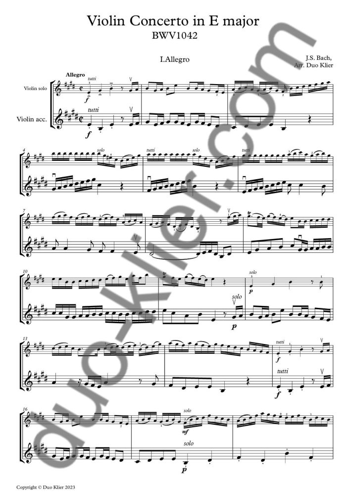 Concerto in E Major by J. S. Bach Duo Klier