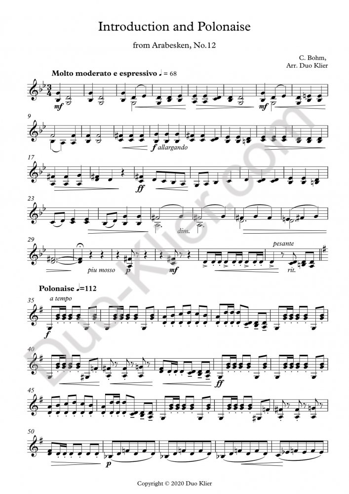 Introduction and polonaise by bohm duo klier